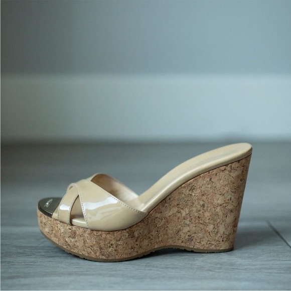 Jimmy Choo Perfume Wedge Cork Slide Heels Size 35.5 - Picture 1 of 13